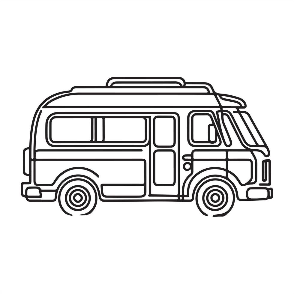 one line vehicle silhouette vector