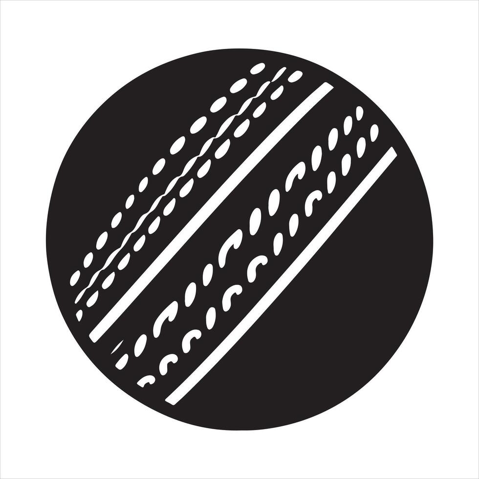 cricket sports ball black silhouette on white background vector