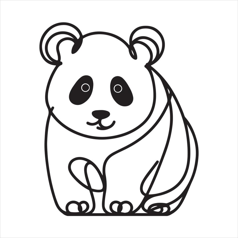 one line panda silhouette on white background vector