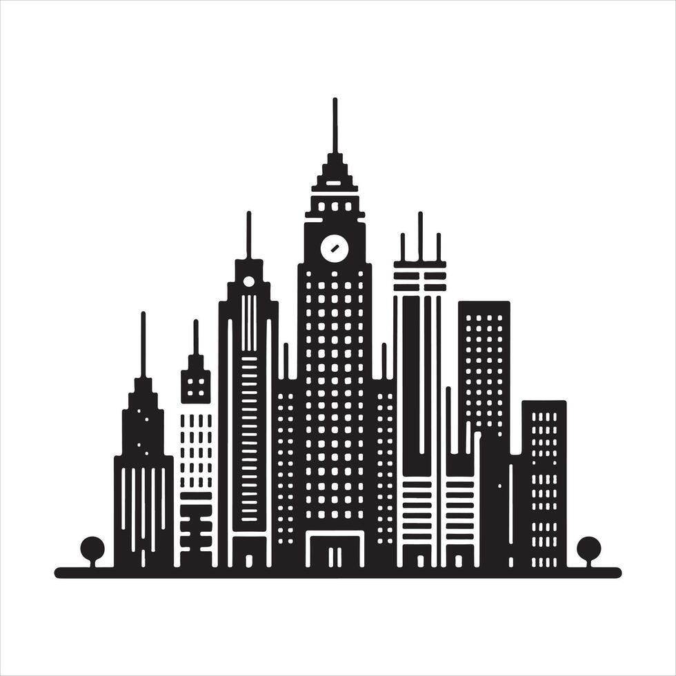 City silhouette white background vector