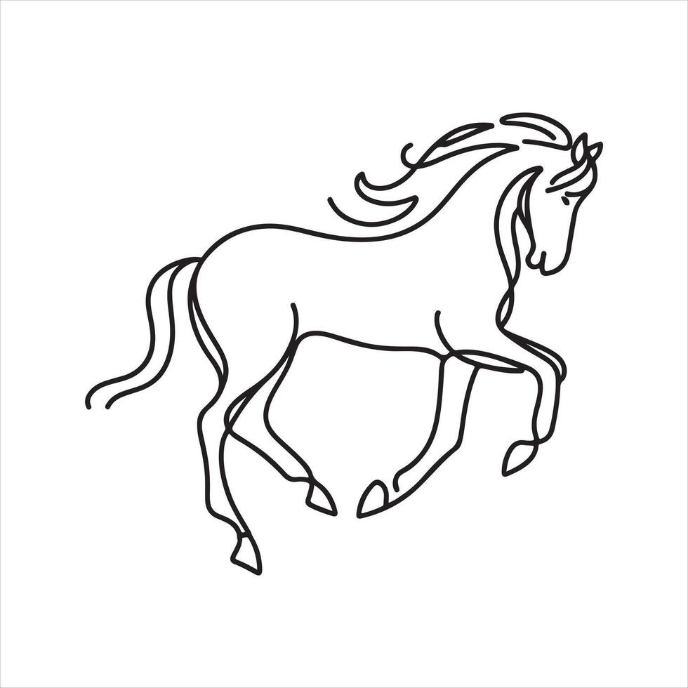 single one line Horse silhouette vector