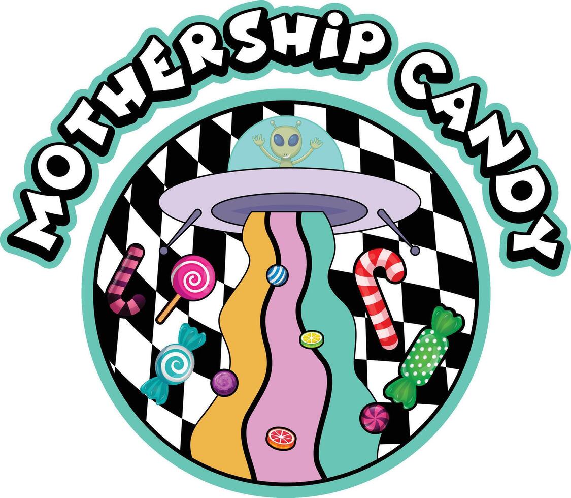 Modern creative spaceship candy logo design vector