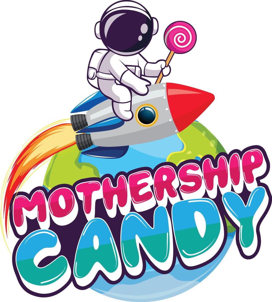 Modern spaceship candy logo design vector