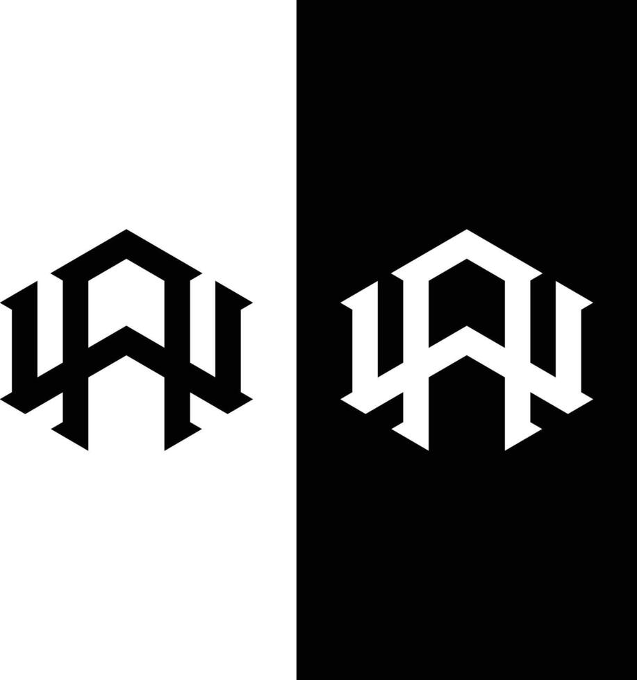 Initial letter AM, WA monogram logo design vector