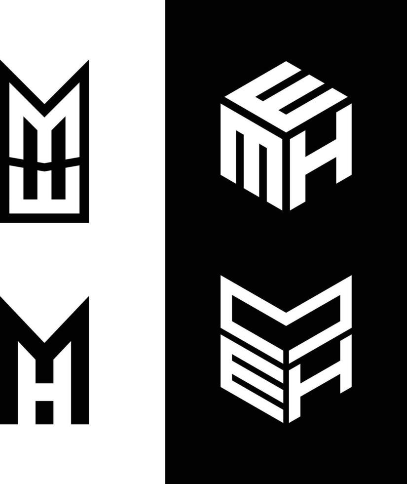 Initial letter MEH monogram logo design vector