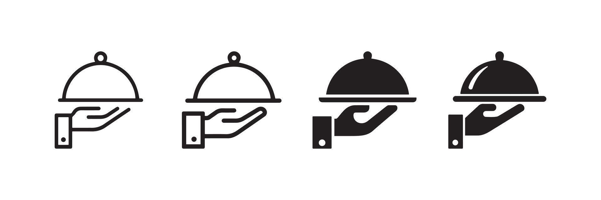 Food Serving Tray Icon Set Restaurant Catering Hospitality Service Symbol vector