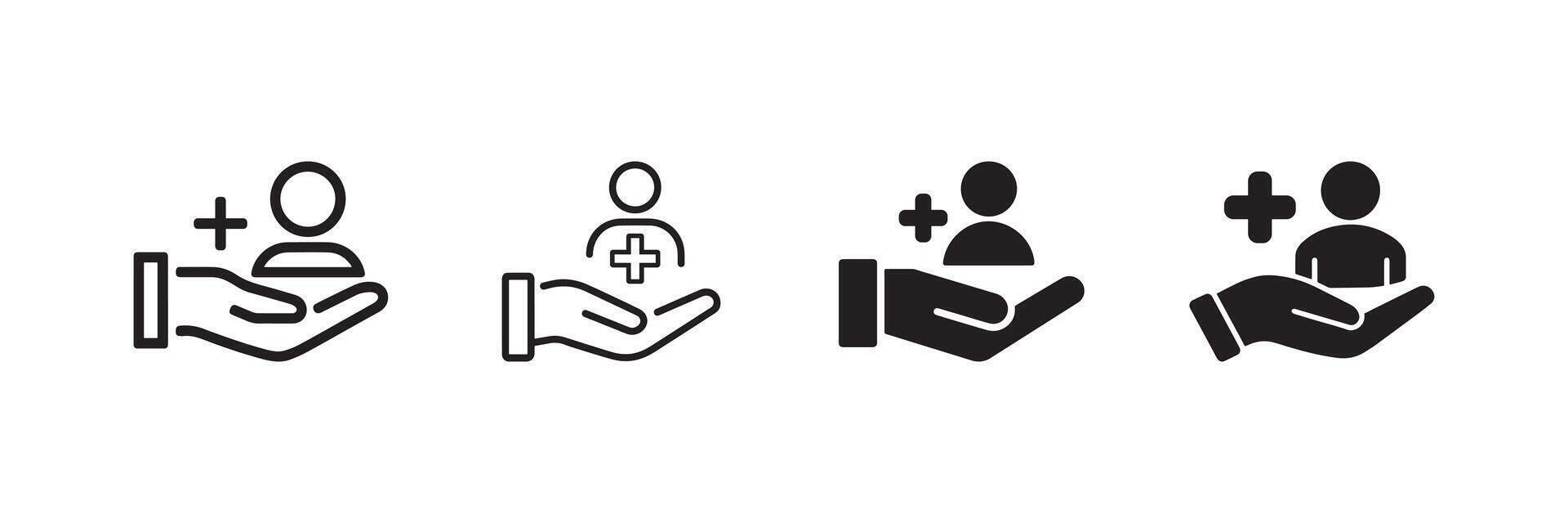 Medical Care Icon Set Healthcare Support Patient Assistance Symbol vector