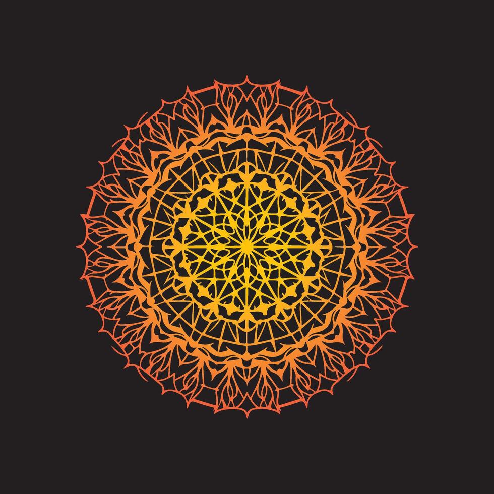 A circular design with orange and black colors vector