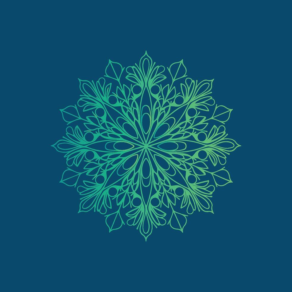 A green and blue flower design on a blue background vector