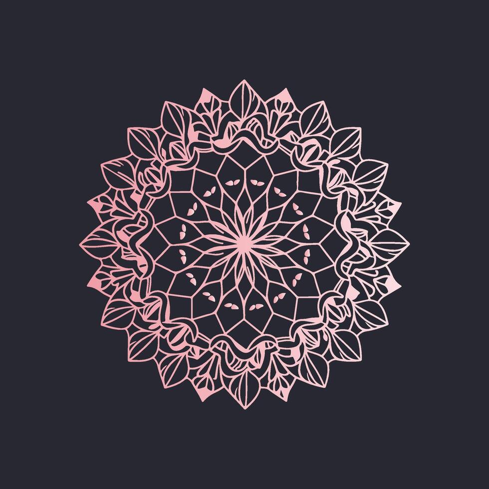A pink circular design on a black background vector