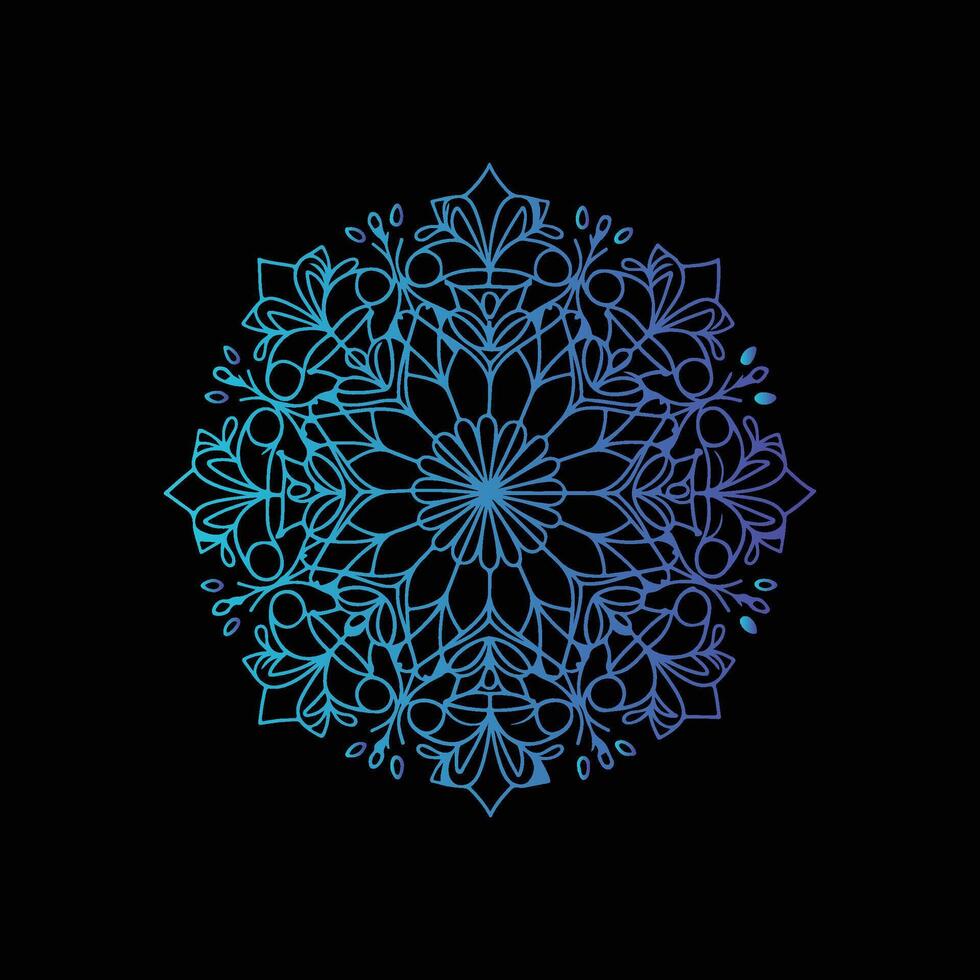 A blue and black circular design on a black background vector