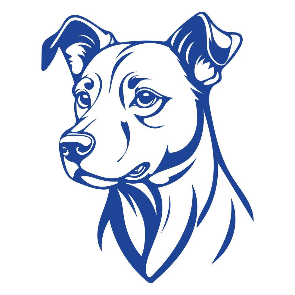 A dog head in blue on a white background vector