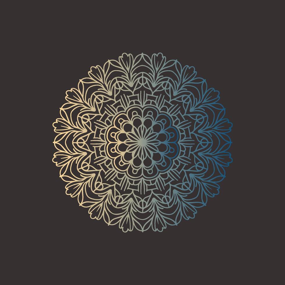 A circular design with a blue and gold color scheme vector
