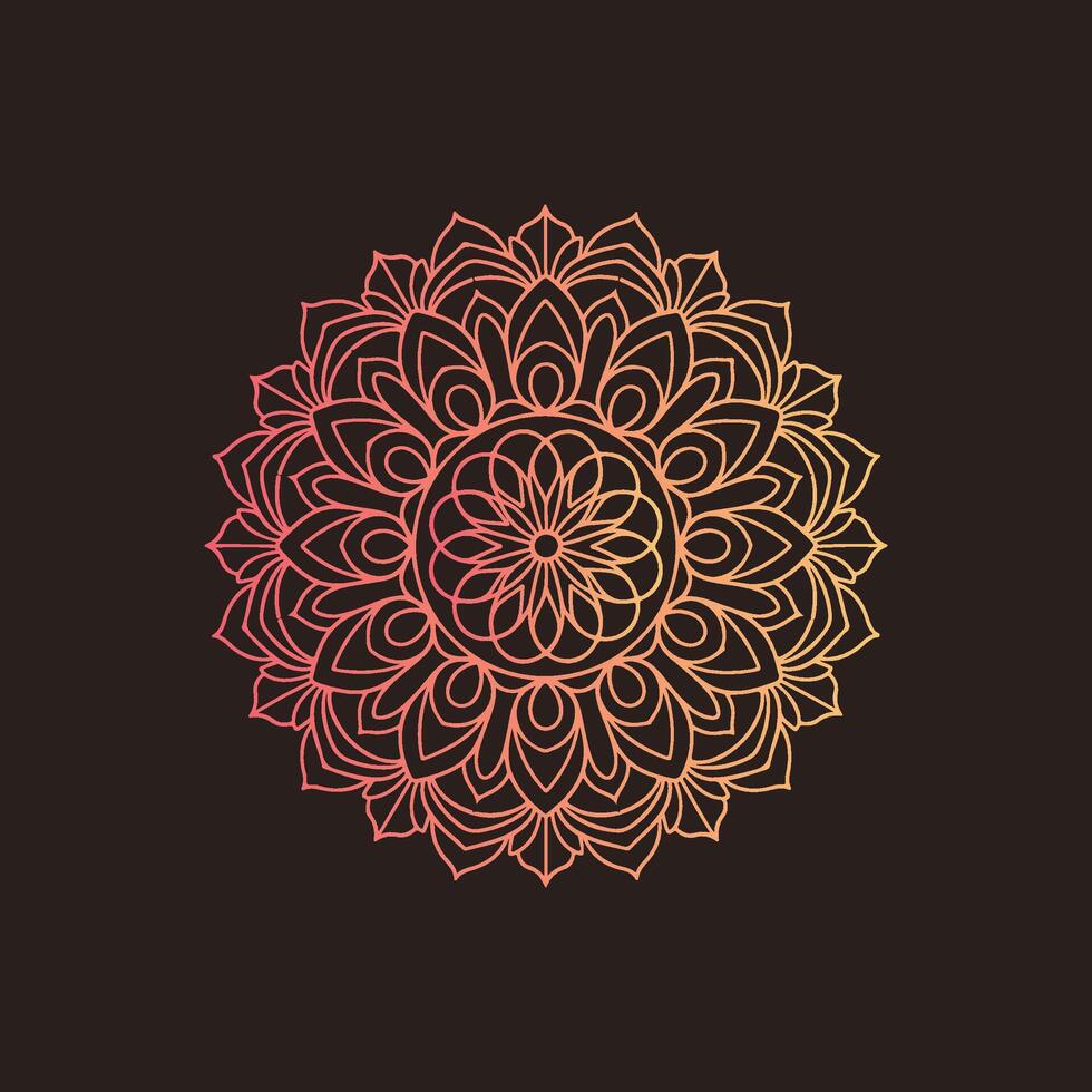 a circular design with a flower on a black background vector