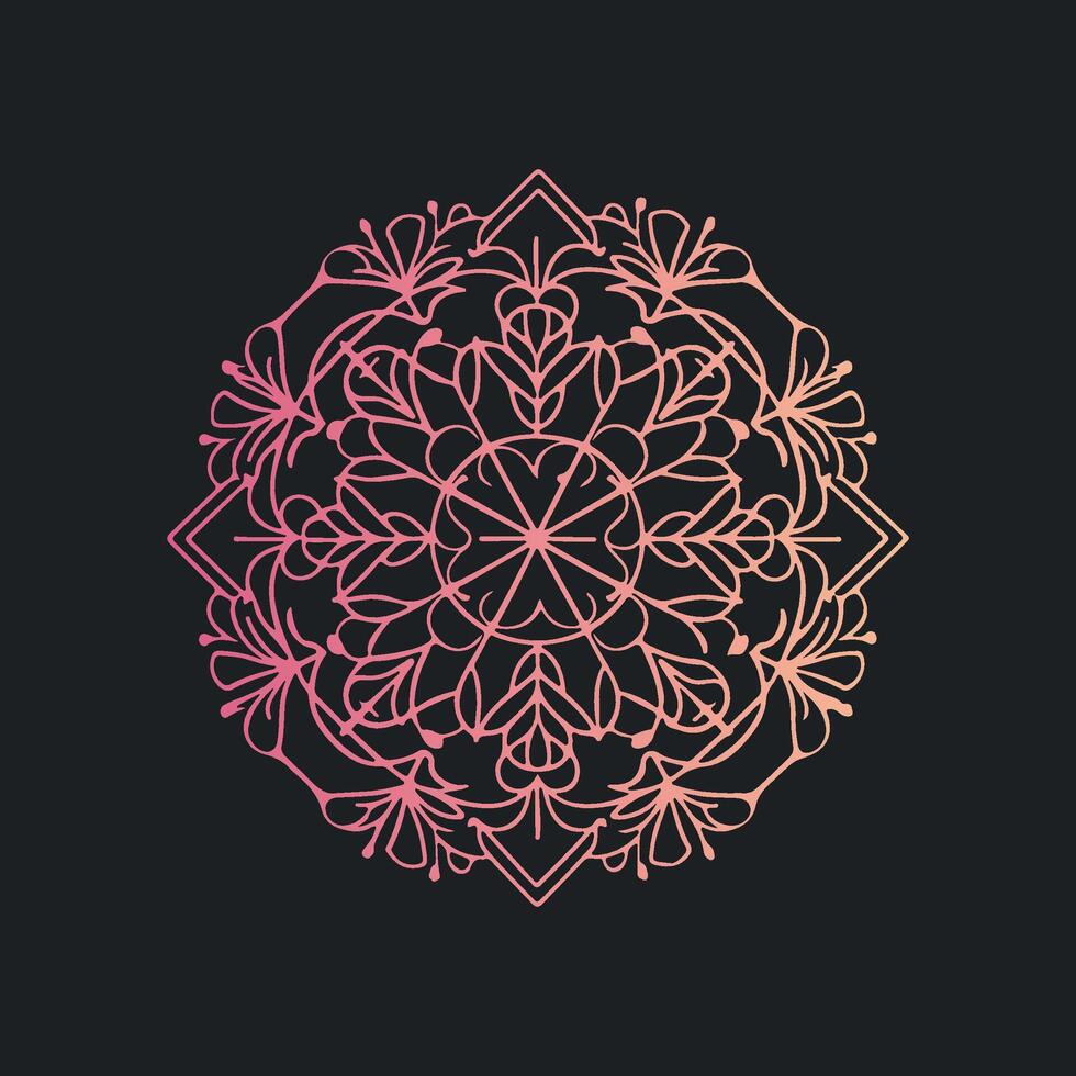 A circular design with pink and purple flowers vector