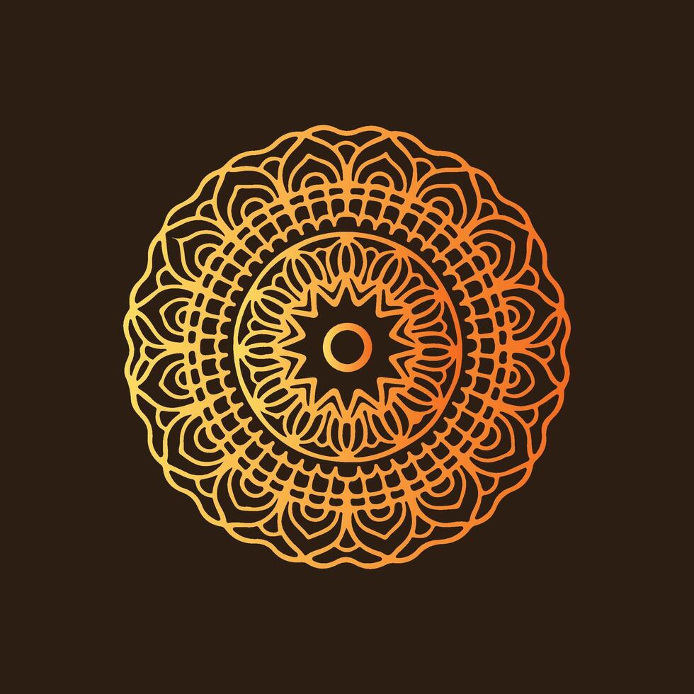 A golden circular design on a brown background vector