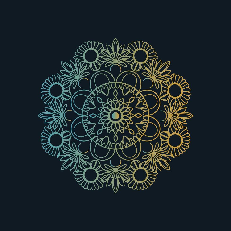 A circular design with flowers on a black background vector