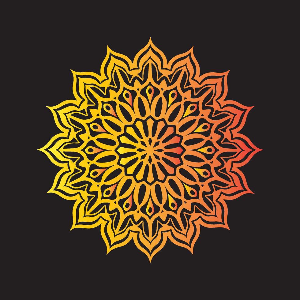 A golden flower design on a black background vector