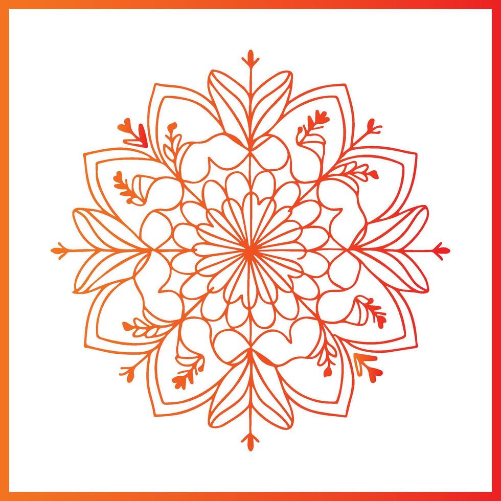A red and orange flower design on a white background vector