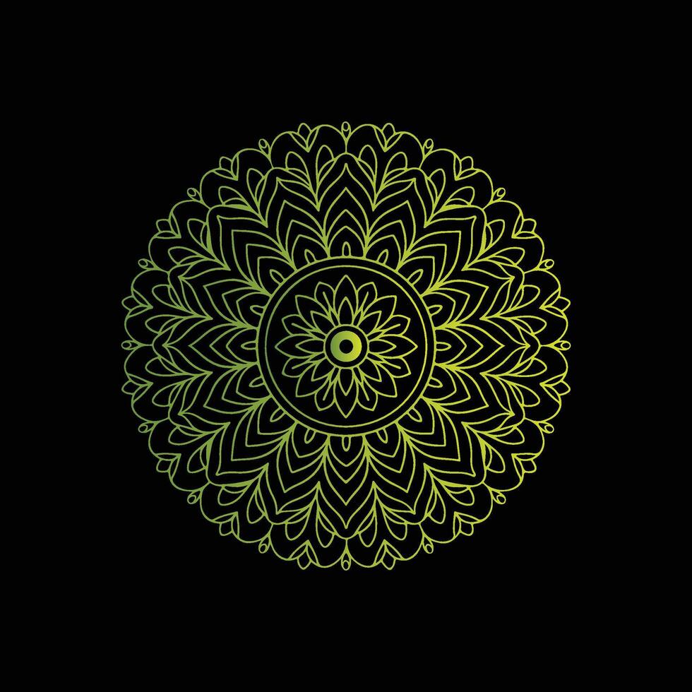 A green and black circular design on a black background vector