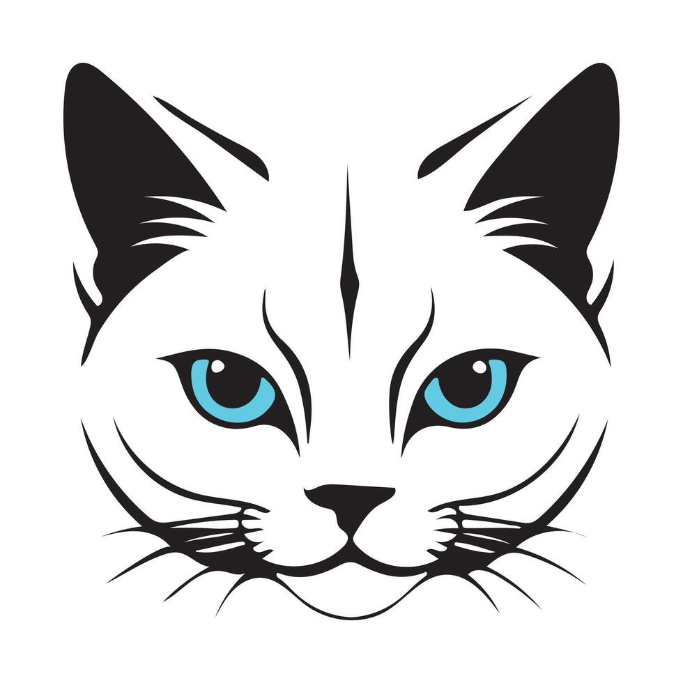 A cat's face with blue eyes on a white background vector