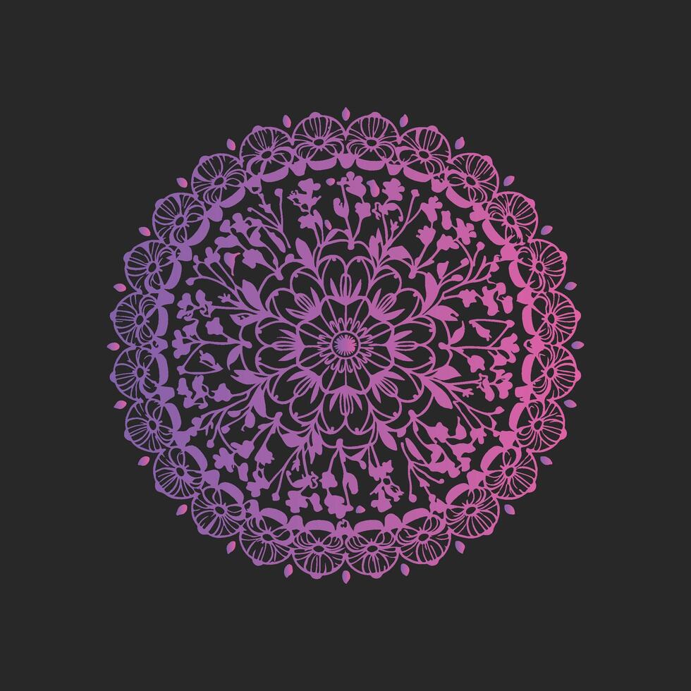 A purple and pink floral design on a black background vector