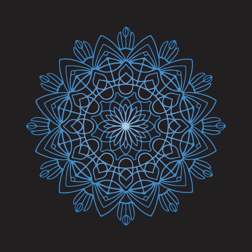 A blue flower design on a black background vector