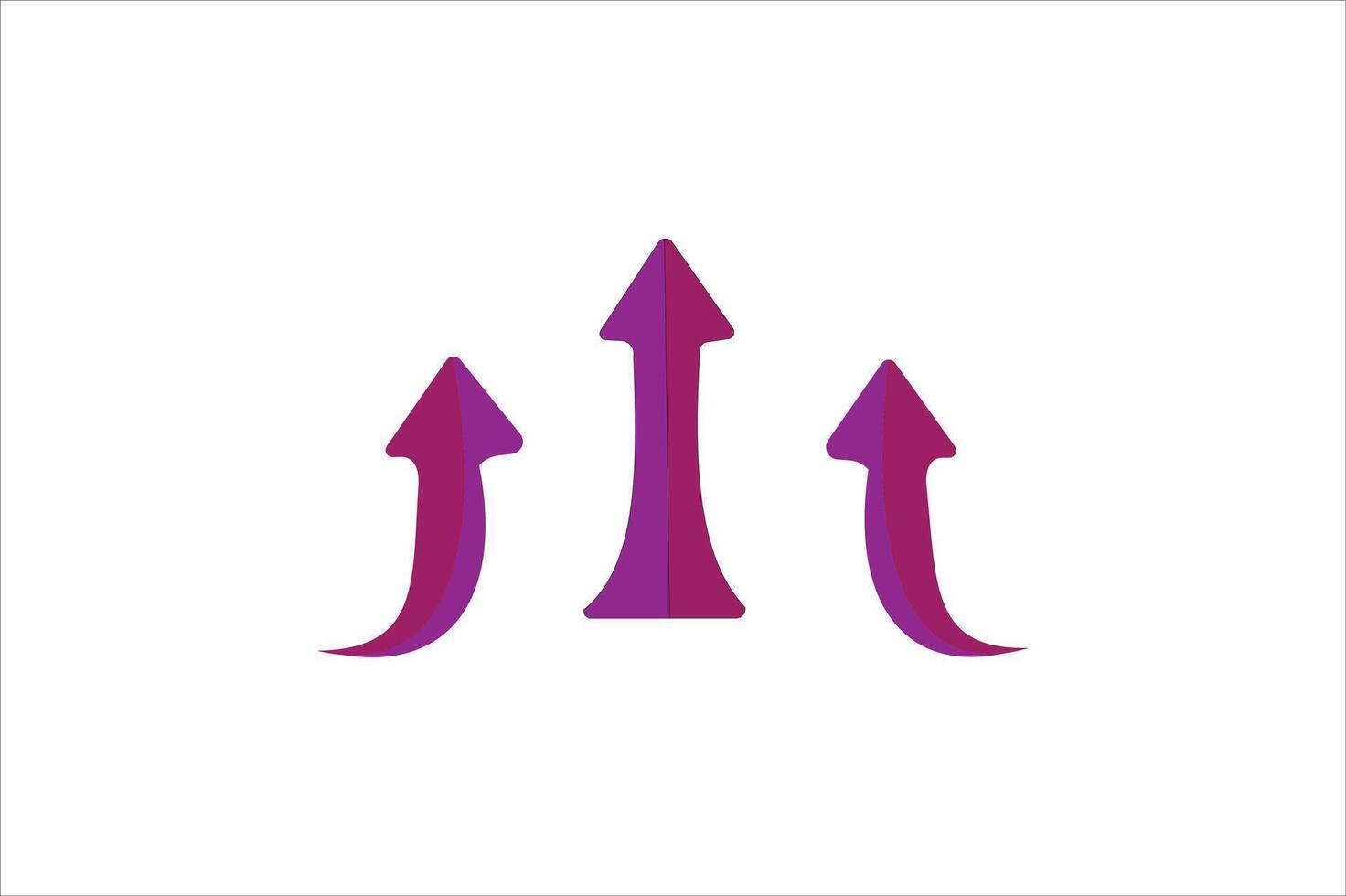 Three arrows pointing up in purple on a white background vector