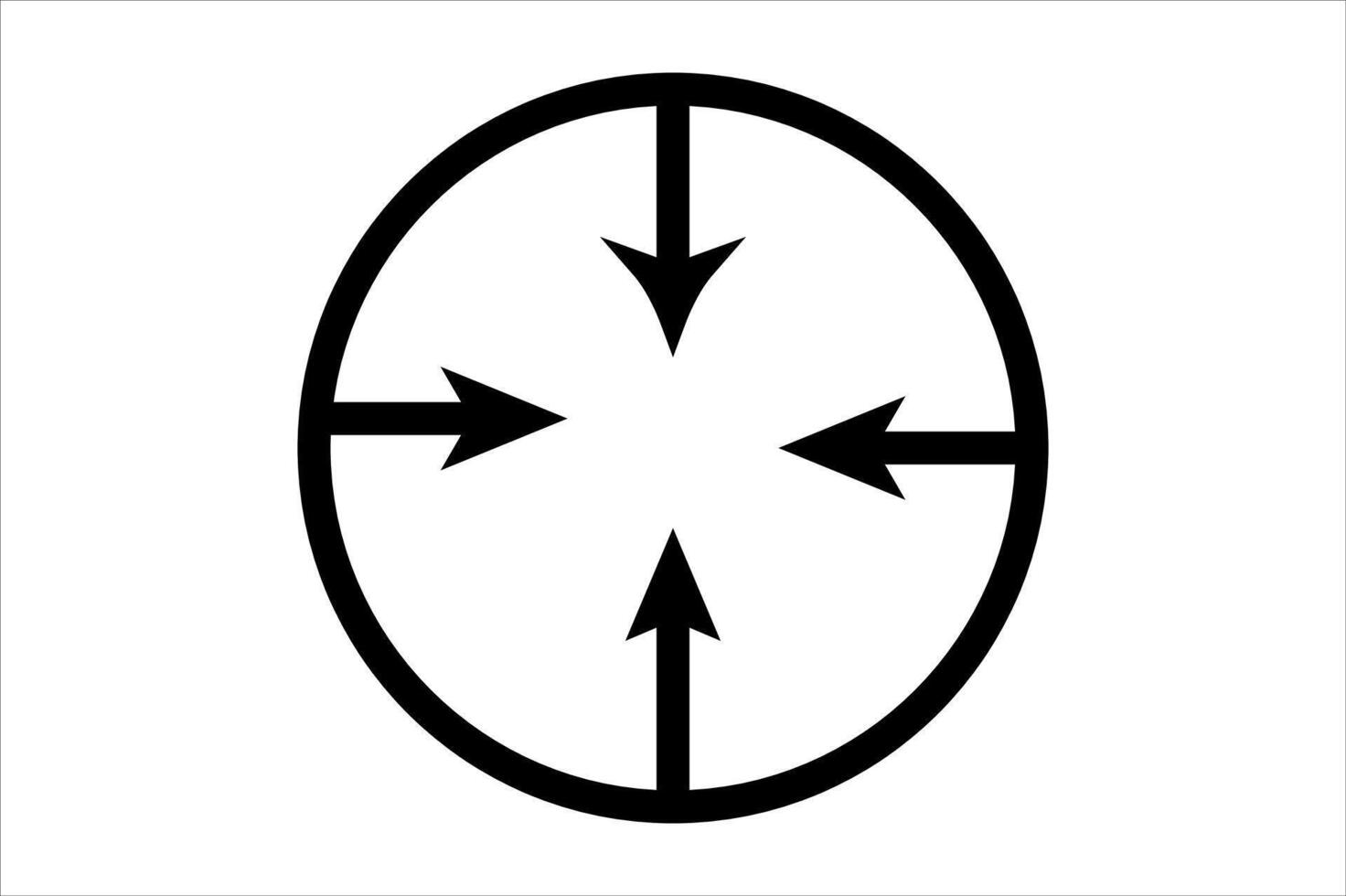 A circle with arrows pointing in different directions vector