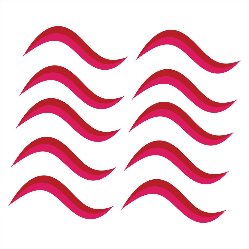 A set of four red waves on a white background vector