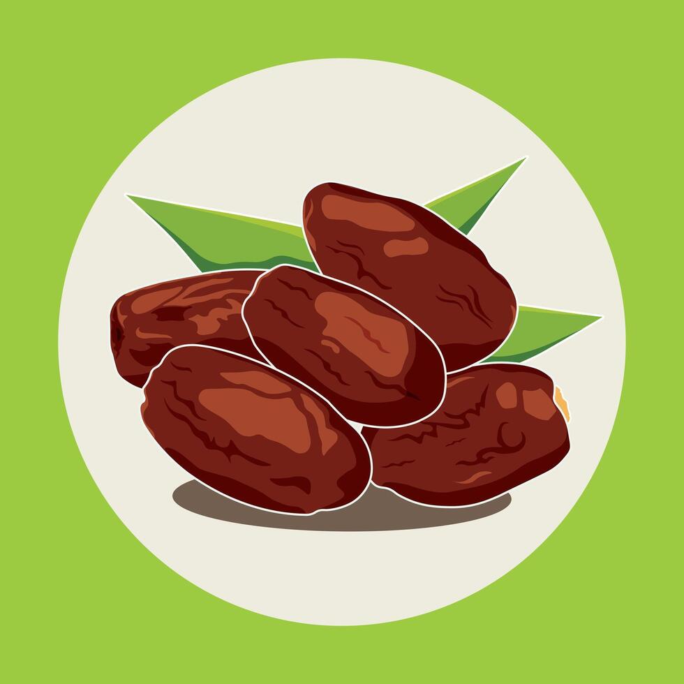 FIVE DATES WITH LEAVES FOR RAMADHAN vector
