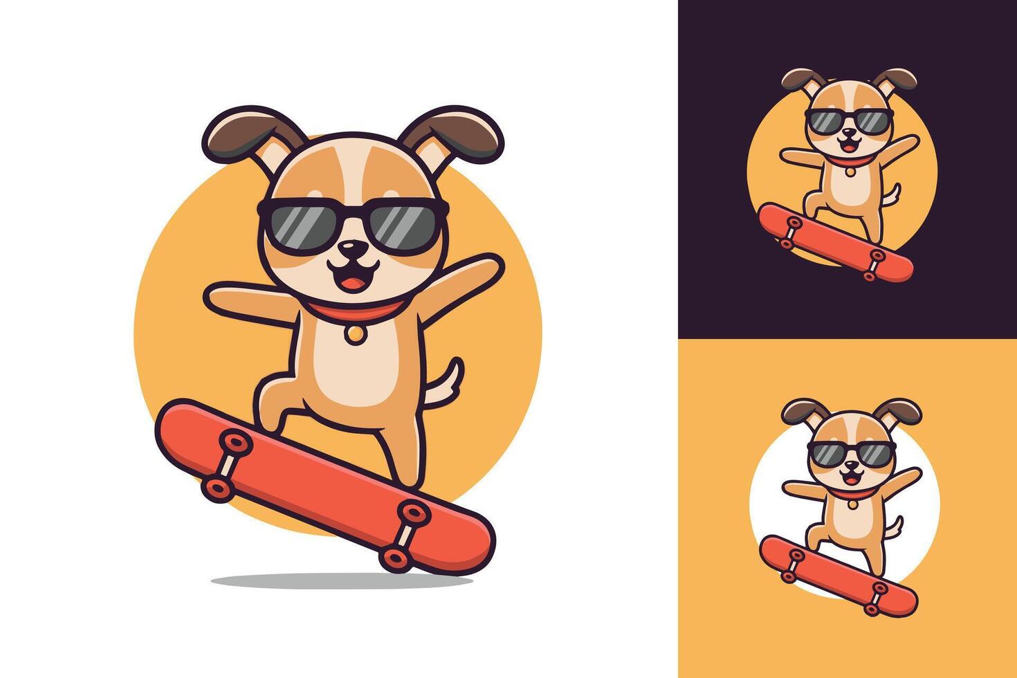 Playful Skater Dog in a Flat Modern Style vector