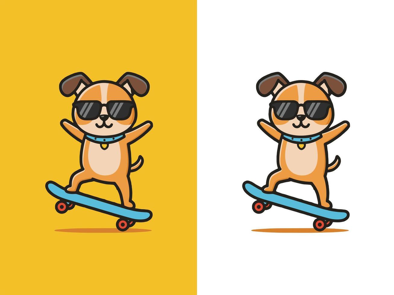 Minimalist Modern Dog Skater in Bold Colors vector