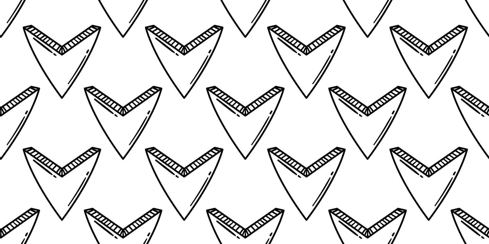 Seamless Black and White Chevron Arrow Pattern in Doodle Style for Modern Backgrounds, Navigation Themes, and Creative Minimalist Designs vector
