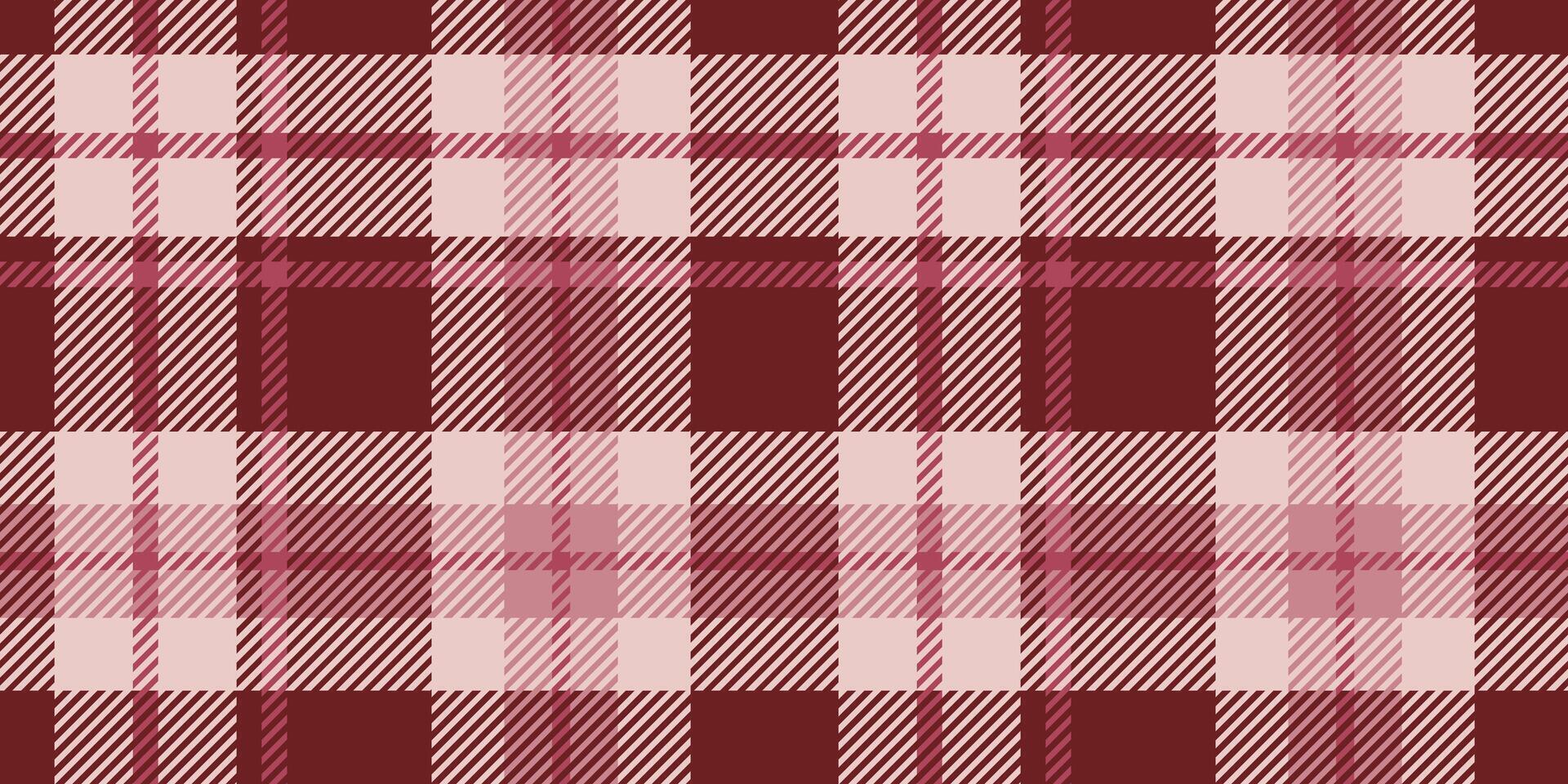 A seamless tartan plaid pattern in shades of red and pink, featuring diagonal stripes and a traditional woven appearance. Suitable for fabric design, digital backgrounds, or fashion-related projects. vector