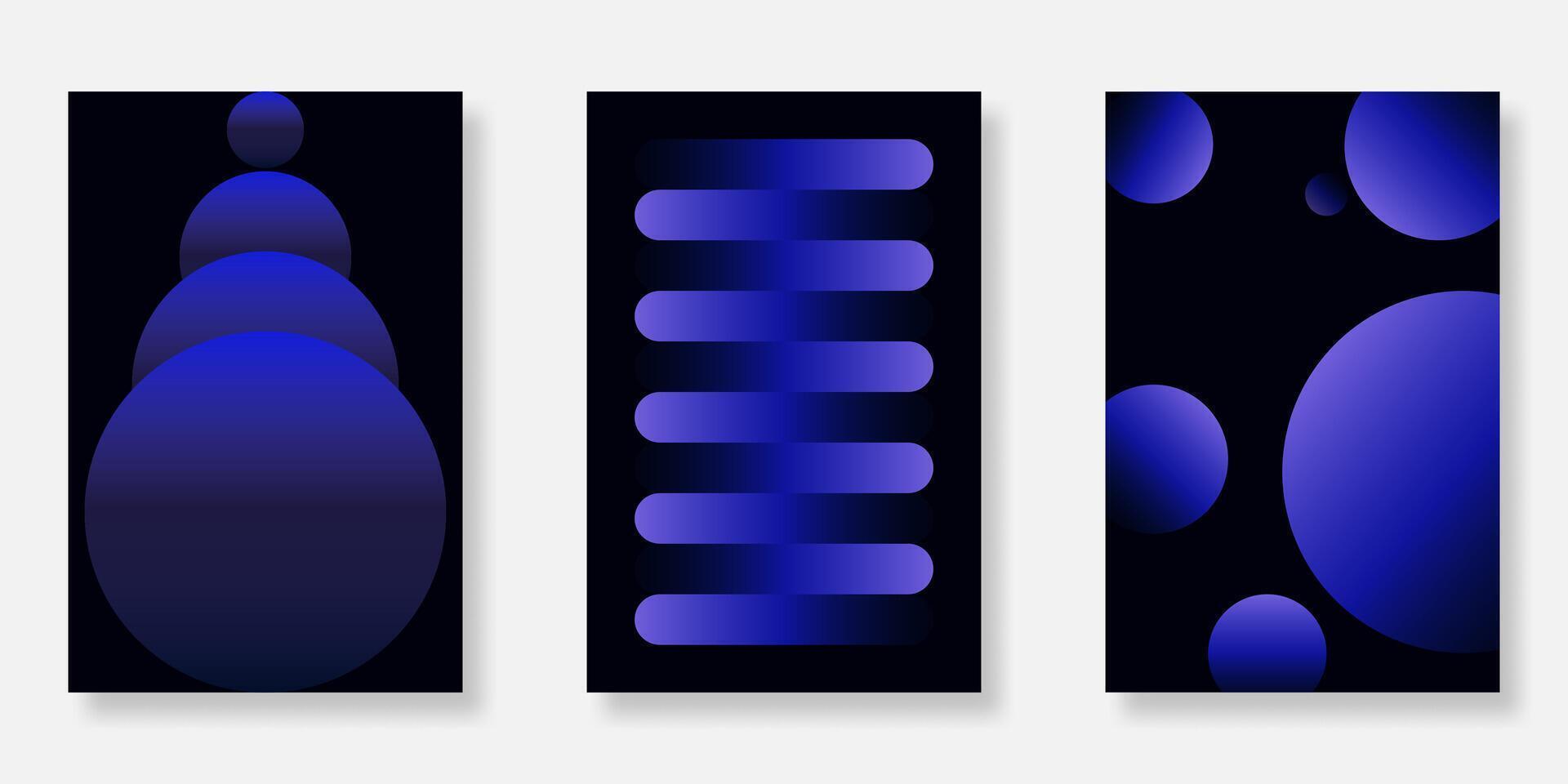 Set of abstract modern gradient poster background with minimalist geometric prism shapes vector
