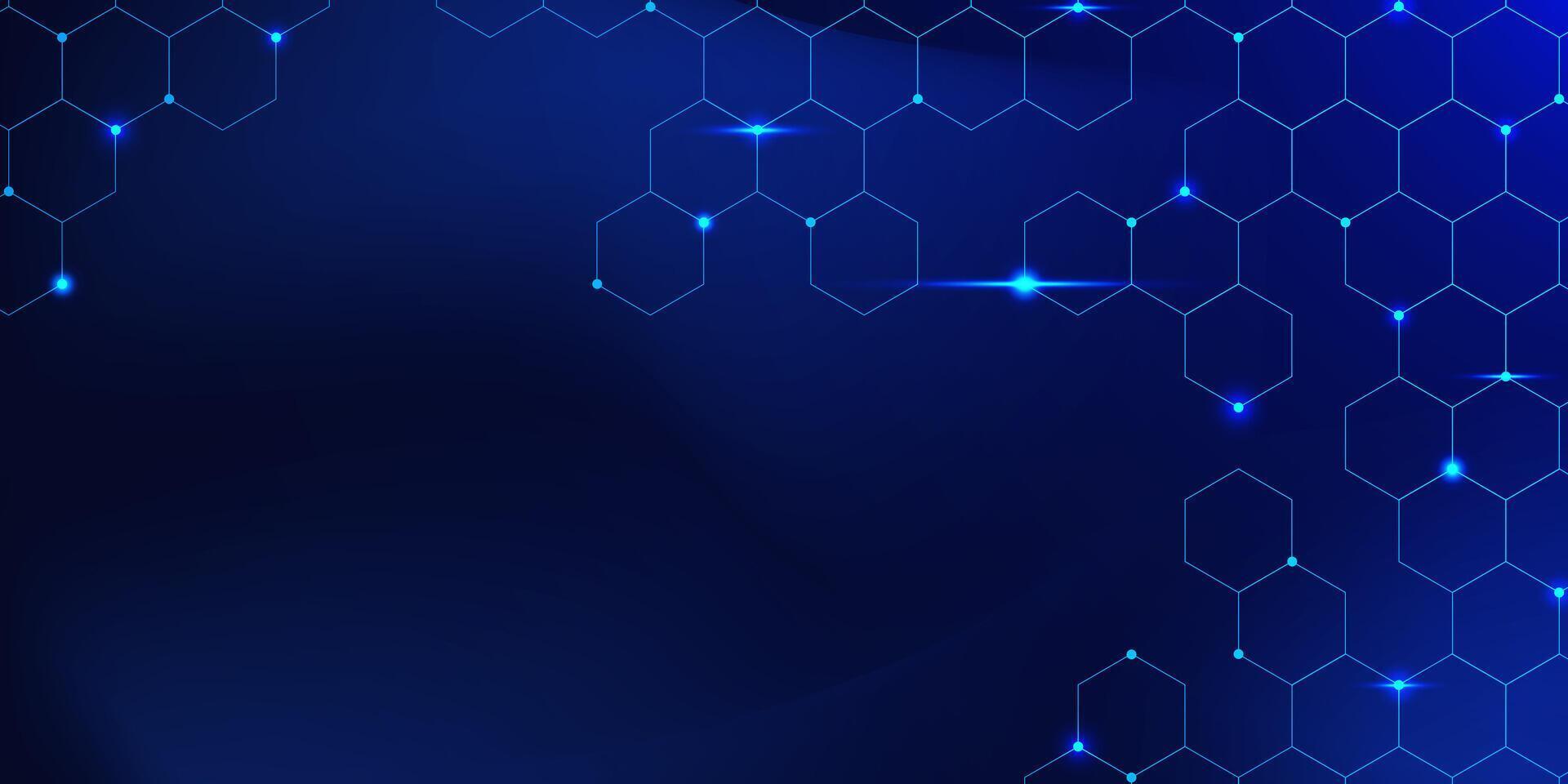 Hexagonal cyberspace blue background with abstract geometric design for medical, sicence and technology vector