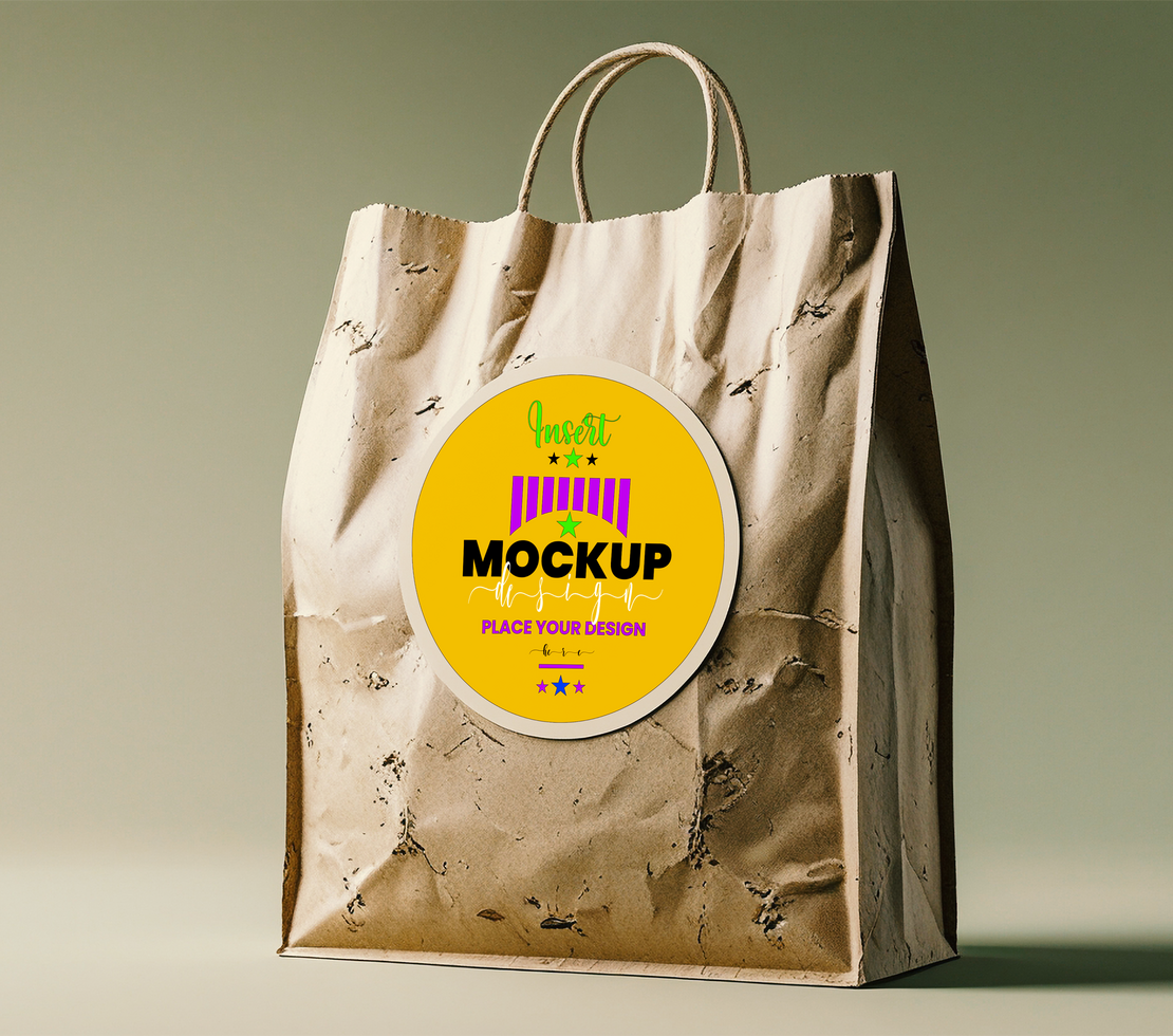 Sustainable shopping bag mock up design providing eco-conscious packaging, perfect as a paper bag or packet package. psd