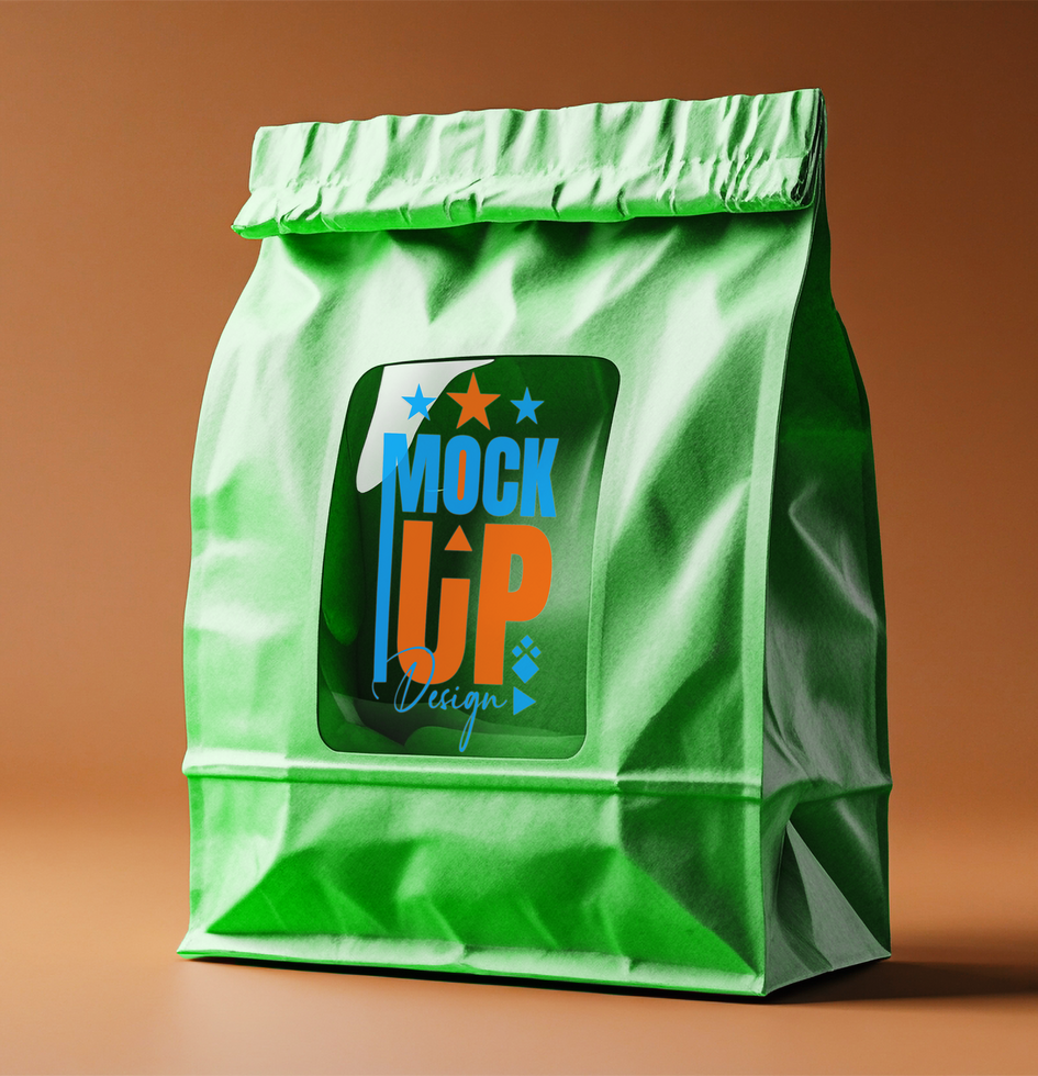 Classic shopping bag mock up design for timeless packaging solutions, a dependable paper bag or packet package choice. psd
