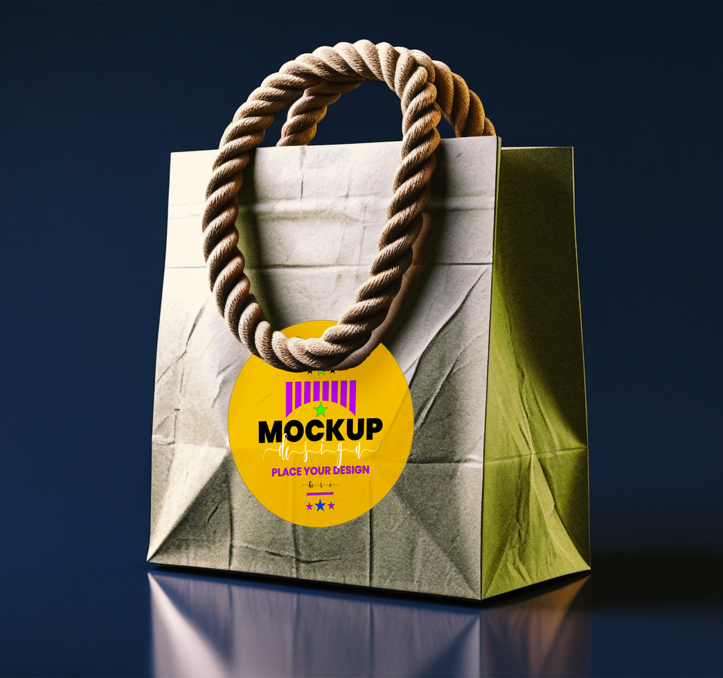 Compact shopping bags offering stylish packaging, great as a portable paper bag or packet package design. psd
