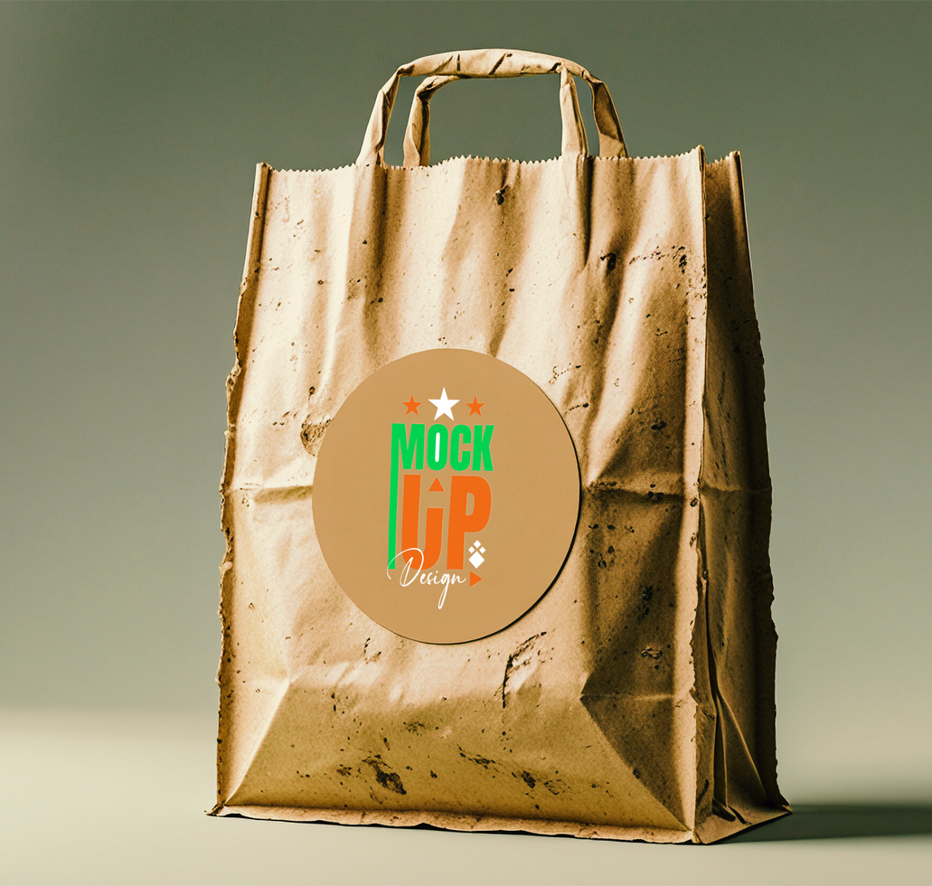 Vibrant shopping bag mock up design tailored for packaging, great as a decorative paper bag or packet package. psd
