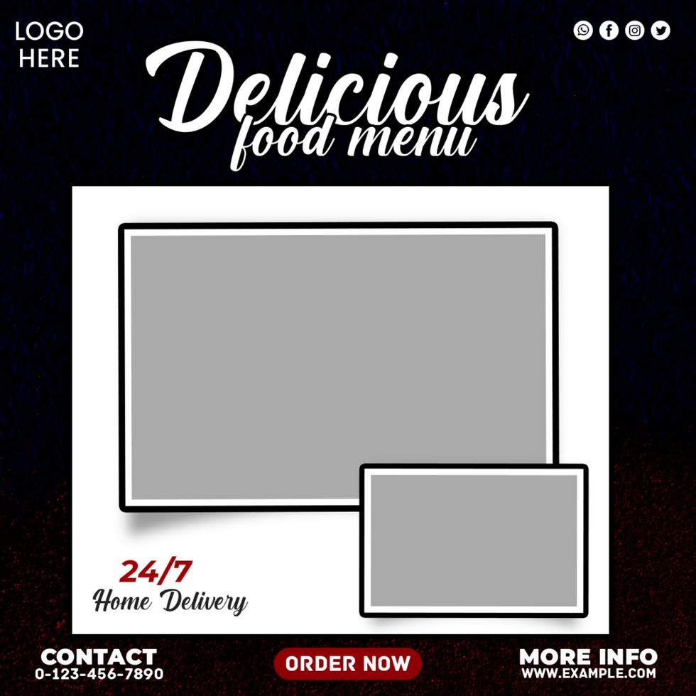 Delicious Food Menu Banner Template Design in Square Size psd