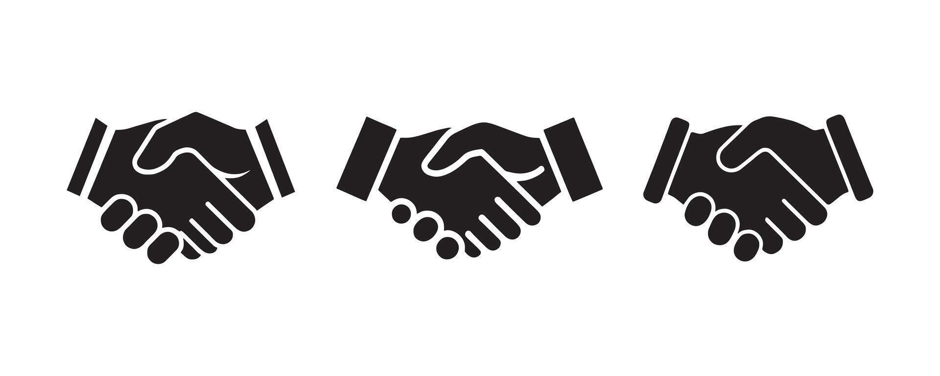 Business handshake thin line icon collection , Set of Handshake icons vector