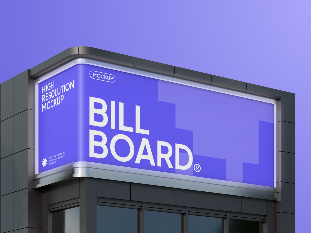 LED Building Billboard Mockup 3D Rendering psd