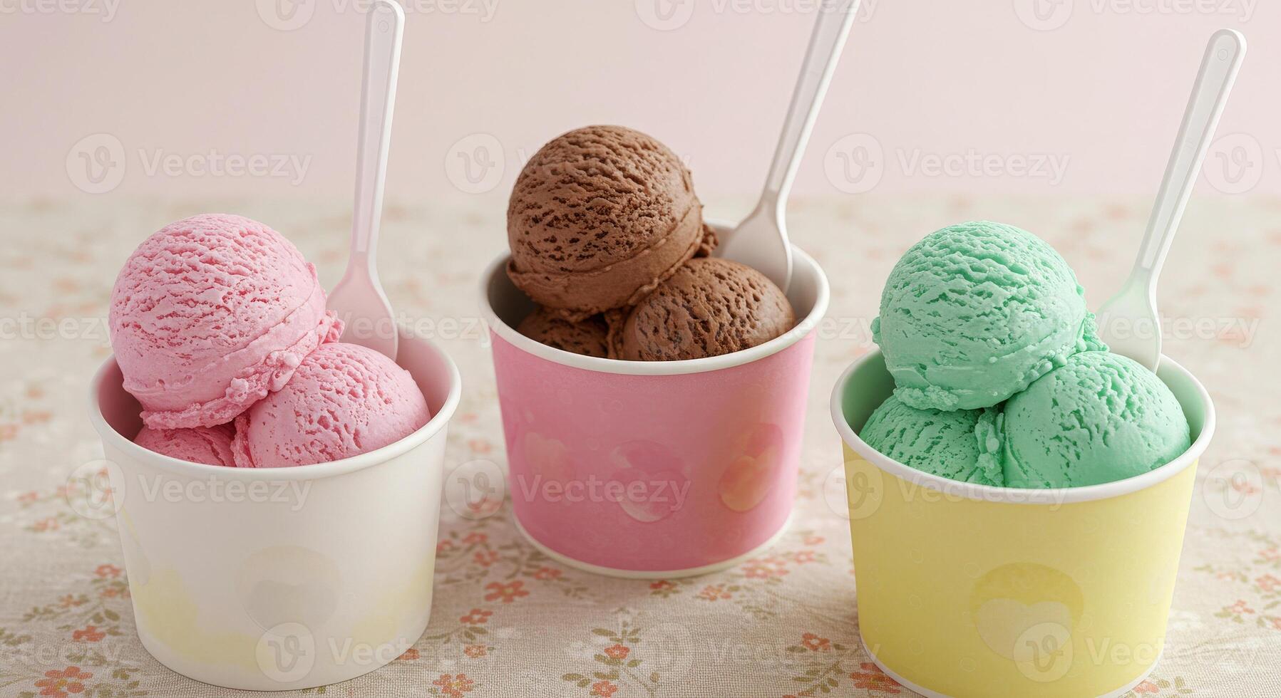 Three cups of ice cream photo