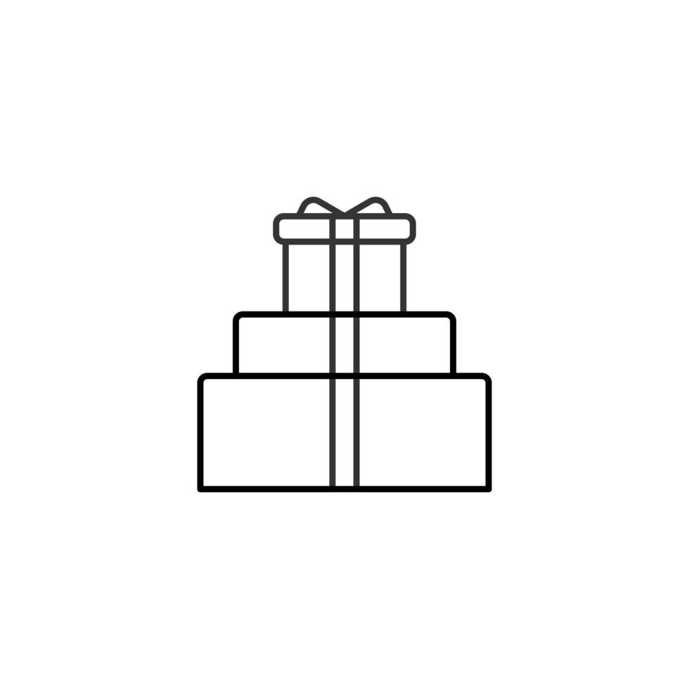 Stack of Outline Wrapped Gift Boxes Isolated on White Background vector
