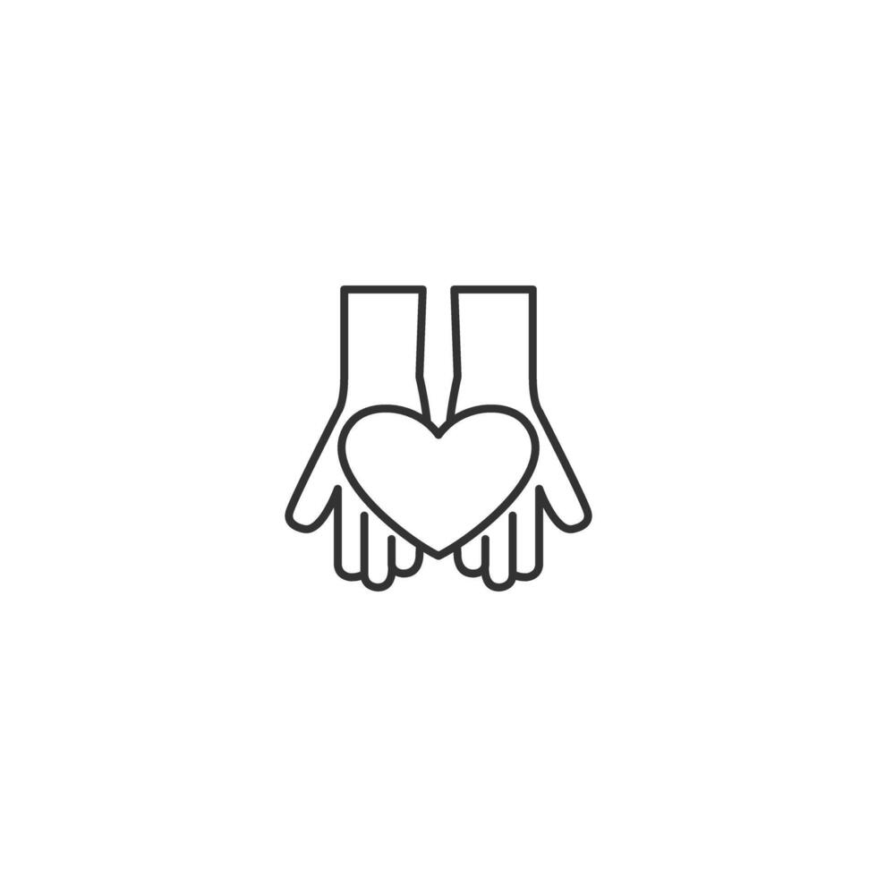 Pair of Hands Holding a Outline Heart Symbolizing Love and Care vector