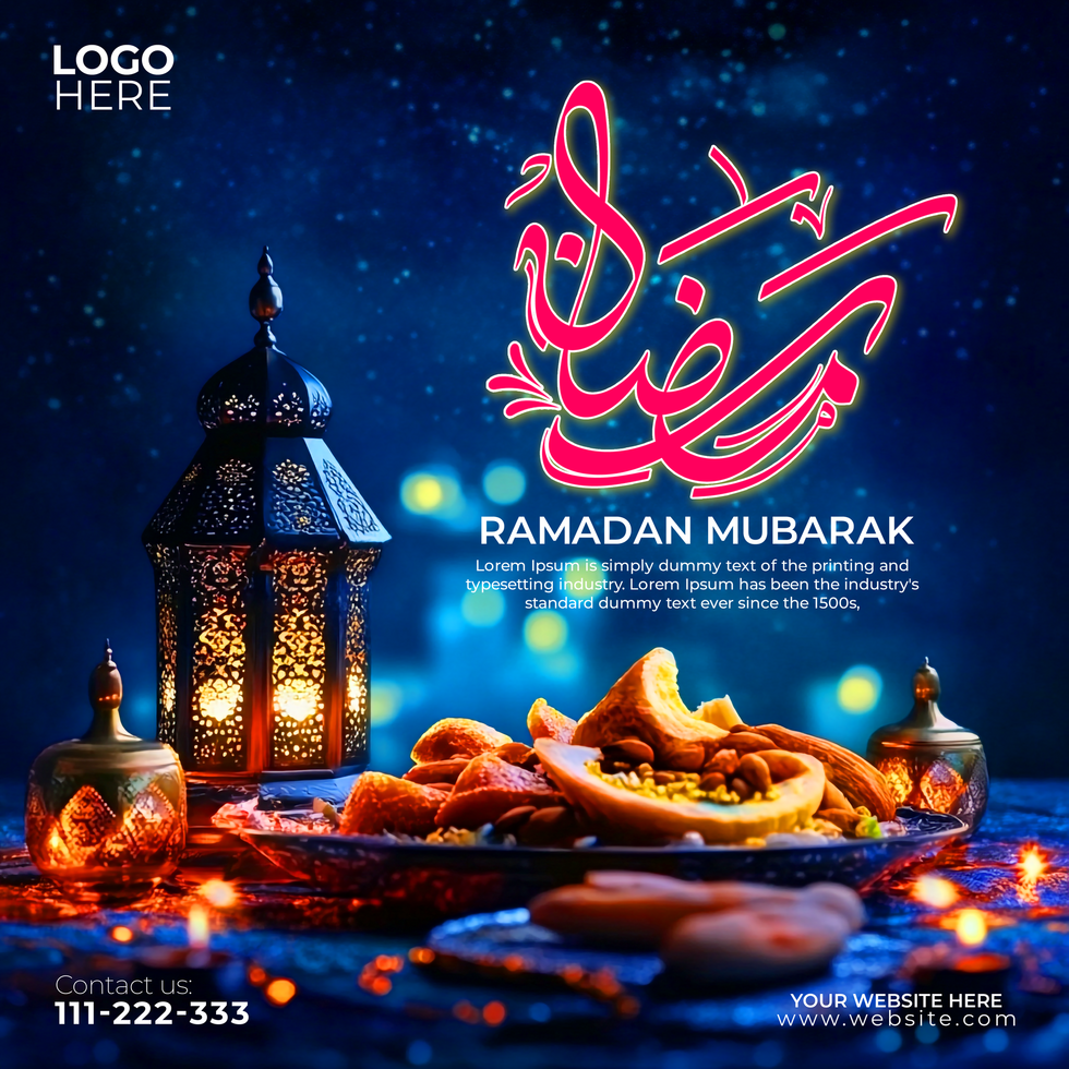 Spiritual Reflection and Prayers, Ramadan Kareem Post or Banner Design psd