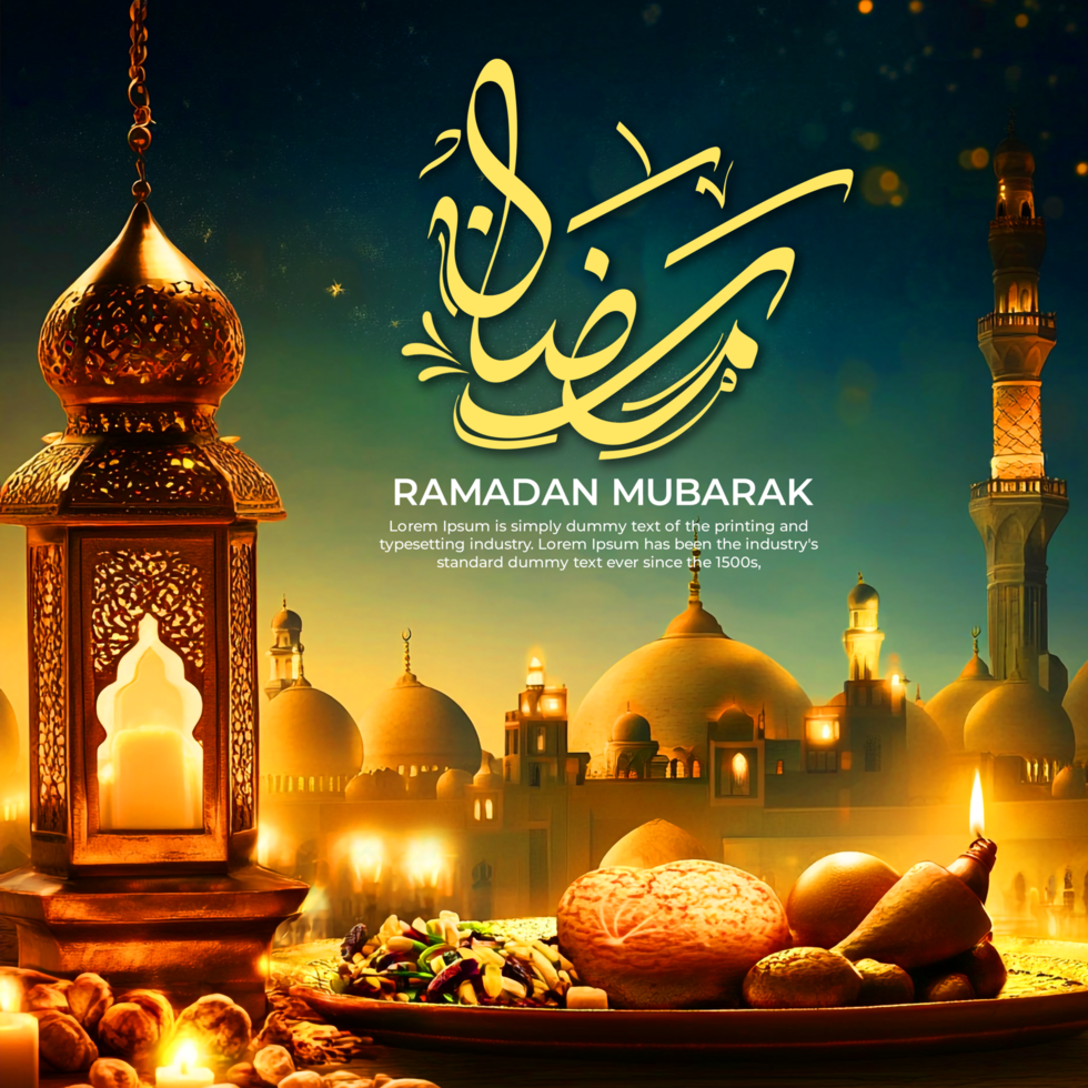 Ramadan Mubarak, Lets Pray and Reflect Post or Banner Design psd