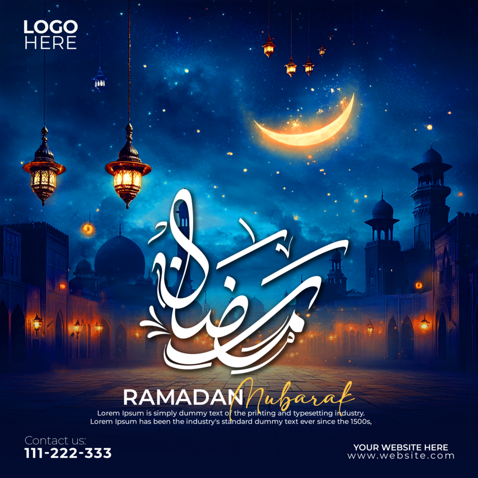 May This Ramadan Bring Light and Happiness to All Post or Banner Design psd